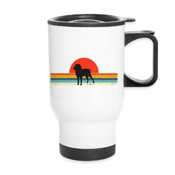 Vintage Hund Retro Sonnenuntergang - Thermobecher mit Tragegriff - Weiß - Vorne