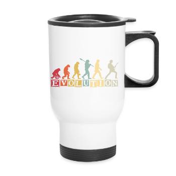Human Evolution Guitar Band Retro Vintage - Tasse isotherme avec poignée - blanc - Devant