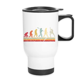 Human Evolution Guitar Band Retro Vintage - Tasse isotherme avec poignée - blanc - Devant