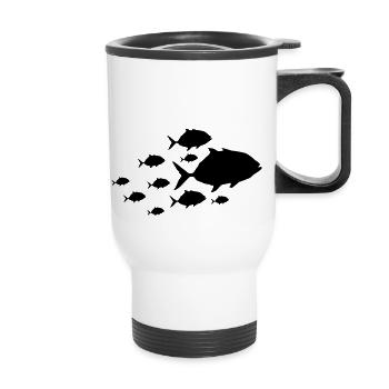 Fish Piranha Silhouette - Thermal mug with handle - white - Front