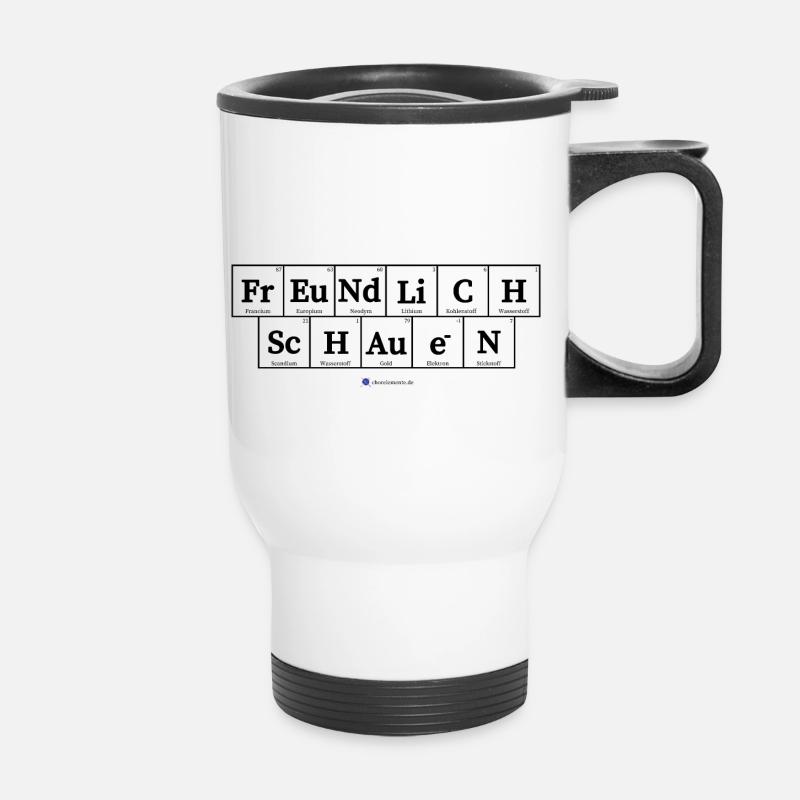 freundlich schauen (helle Stoffe) - Thermobecher mit Tragegriff - Weiß