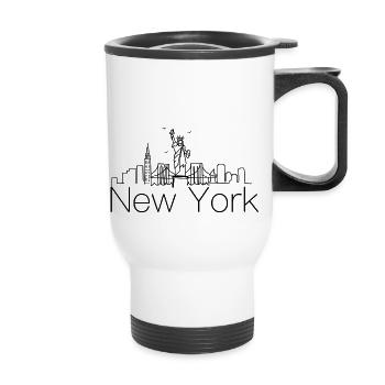New York Skyline - Thermobecher mit Tragegriff - Weiß - Vorne