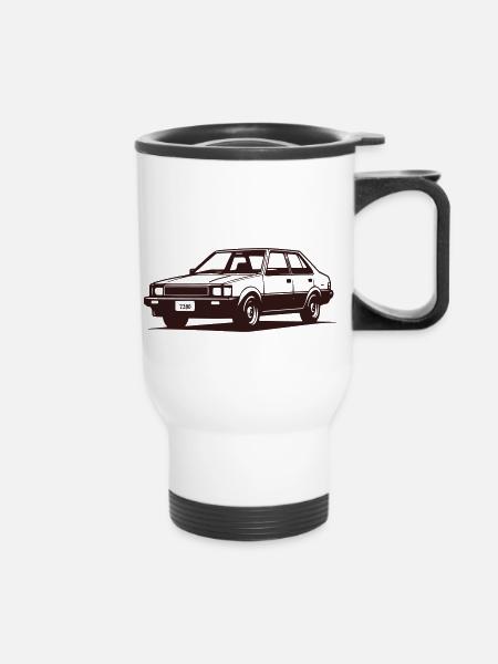 Retro-Auto - Thermobecher mit Tragegriff - Weiß