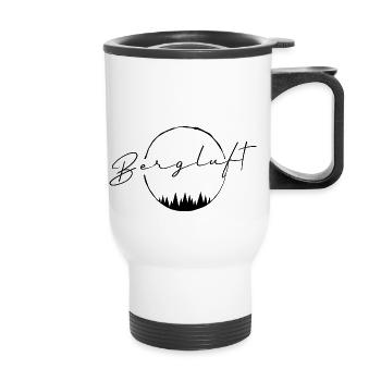 Bergluft Design black - Thermal mug with handle - white - Front