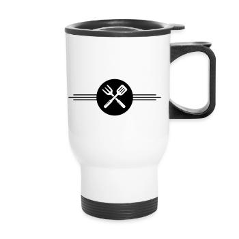 Grill Besteck Symbol - Thermobecher mit Tragegriff - Weiß - Vorne