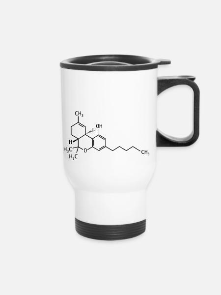 THC Strukturformel - Thermobecher mit Tragegriff - Weiß