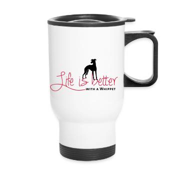 Life is better - Whippet - Thermal mug with handle - white - Front