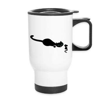 Cat retro uh mouse retro - Thermal mug with handle - white - Front
