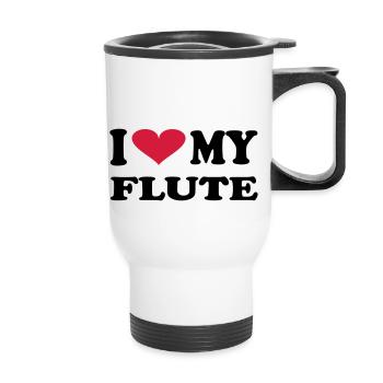 I Love my flute - Thermobecher mit Tragegriff - Weiß - Vorne