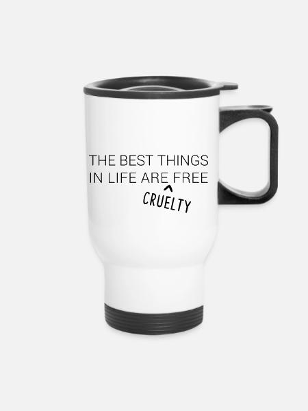 The best things in life are cruelty free - Thermobecher mit Tragegriff - Weiß