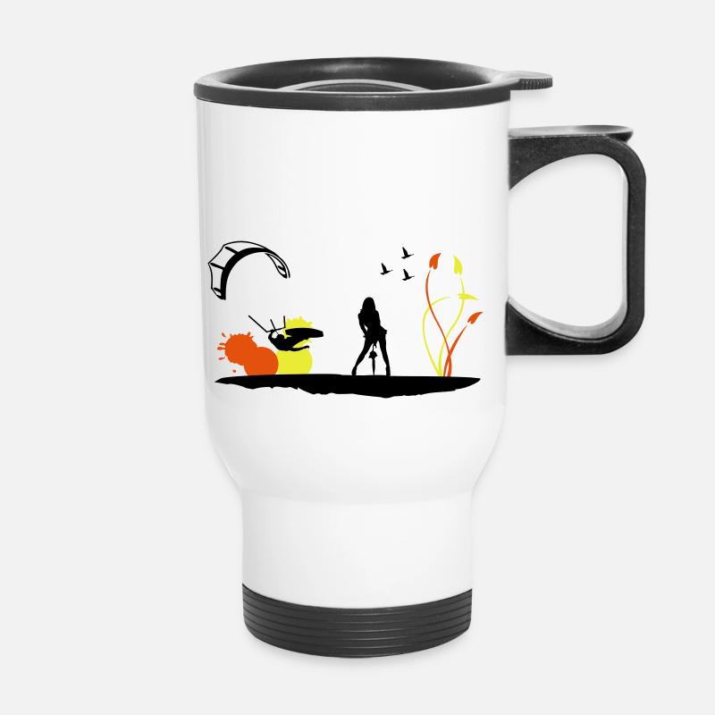 Kitesurfen - Thermobecher mit Tragegriff - Weiß