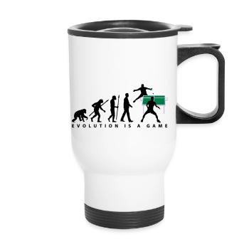 evolution_tischtennisspieler_102012_a_3c - Tasse isotherme avec poignée - blanc - Devant