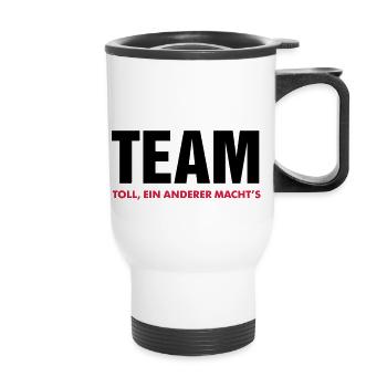 great team makes another's crew team player - Thermal mug with handle - white - Front