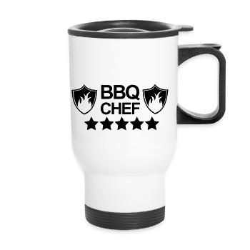 Grill,Grilling,BBQ,cooking,chef,meat,summer,sausag - Thermal mug with handle - white - Front