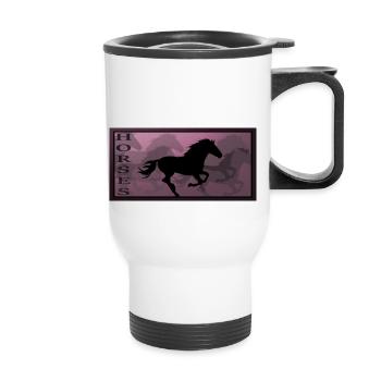 Cheval chevaux équitation poney équestre western chemise - Tasse isotherme avec poignée - blanc - Devant