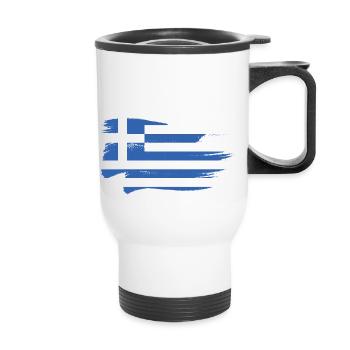 Grèce Drapeau Grec - Tasse isotherme avec poignée - blanc - Devant