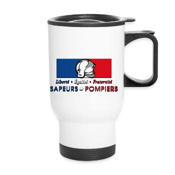 Sapeurs Pompiers Liberté Egalité Fraternité - Tasse isotherme avec poignée - blanc - Devant