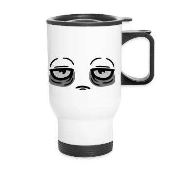Funny tired face - Thermal mug with handle - white - Front