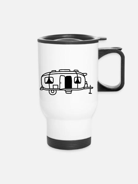Comic Design Camping Wagen - Thermobecher mit Tragegriff - Weiß