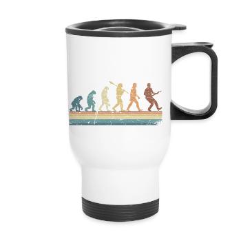 Human Evolution Guitar Band Retro Vintage - Tasse isotherme avec poignée - blanc - Devant