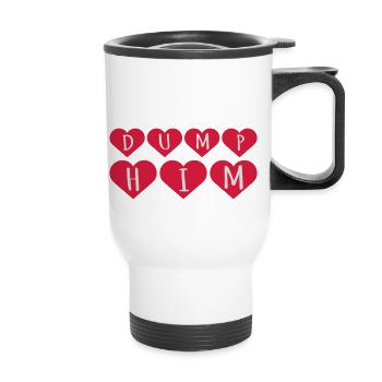 dump him quote logo - Thermal mug with handle - white - Front