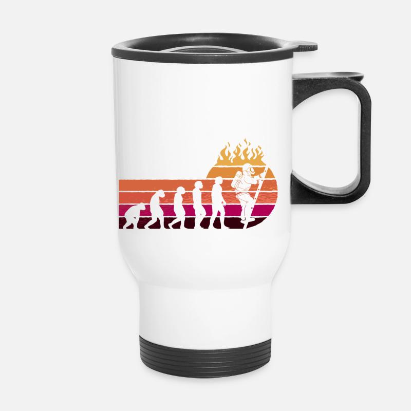 Evolution Pompier Rétro Métier de Pompier - Tasse isotherme avec poignée - blanc