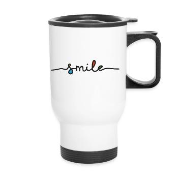 Smile Font - Thermal mug with handle - white - Front