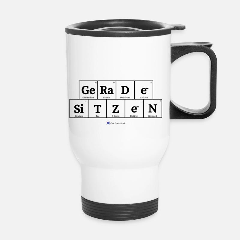gerade sitzen (helle Stoffe) - Thermobecher mit Tragegriff - Weiß