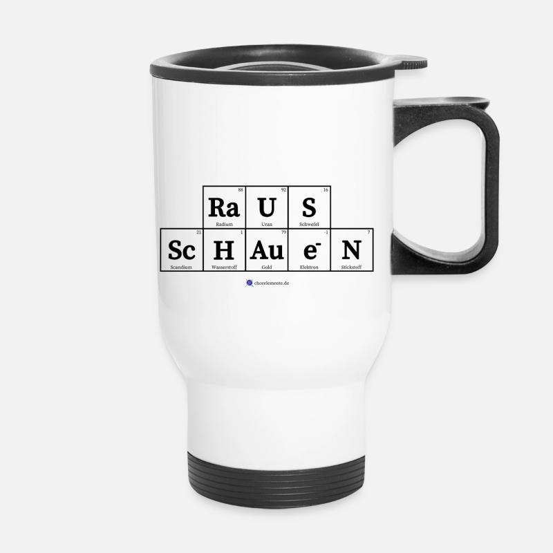 raus schauen (helle Stoffe) - Thermobecher mit Tragegriff - Weiß