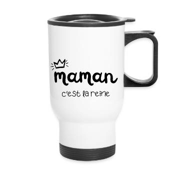 Mom is the queen - Thermal mug with handle - white - Front