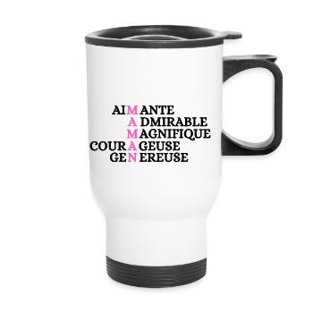 loving mom admirable beautiful brave - Thermal mug with handle - white - Front
