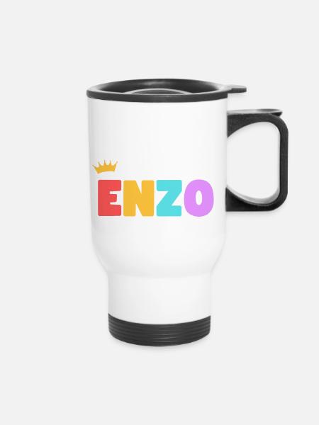 Enzo! Personalisierbar - Thermobecher mit Tragegriff - Weiß