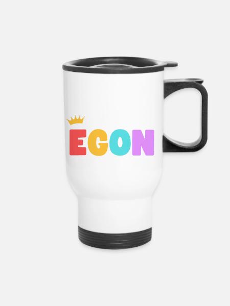 Egon! Personalisierbar - Thermobecher mit Tragegriff - Weiß