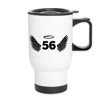 Number 56 Angel - 56th Birthday Wings - Thermal mug with handle - white - Front
