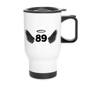 Number 89 Angel - 89th Birthday Wings - Thermal mug with handle - white - Front