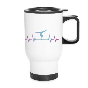 Gymnastique, Gymnaste, ECG de pouls, Rythme cardiaque - Tasse isotherme avec poignée - blanc - Devant
