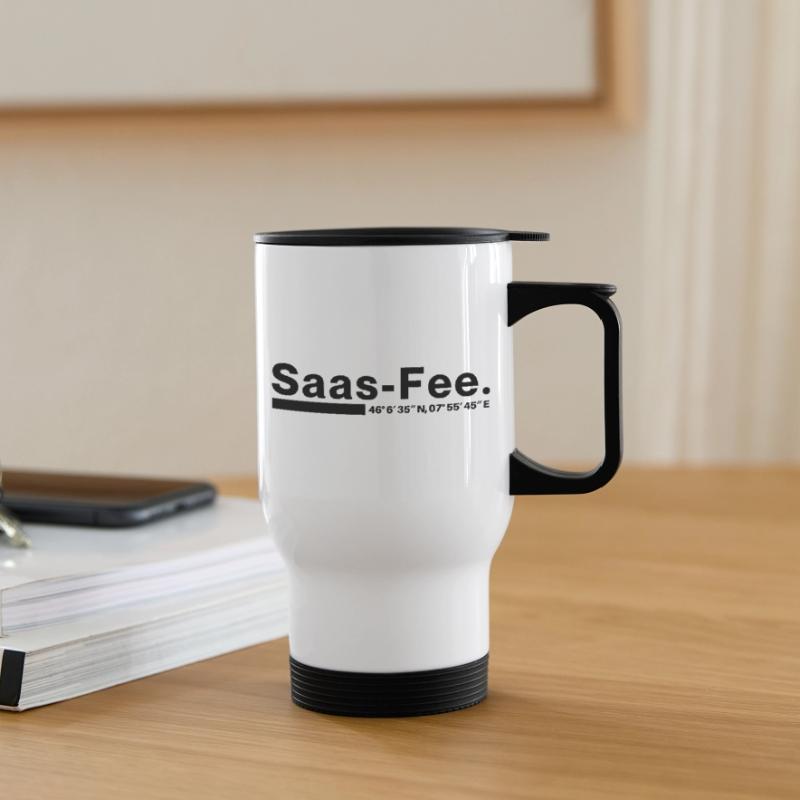 Saas-Fee coordinates Valais Switzerland Thermal mug with handle