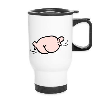 Un âne volant avec les oreilles. - Tasse isotherme avec poignée - blanc - Devant
