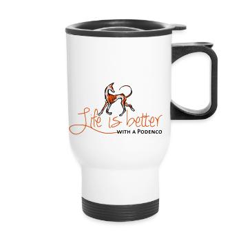 Life is better - Podenco - Thermal mug with handle - white - Front