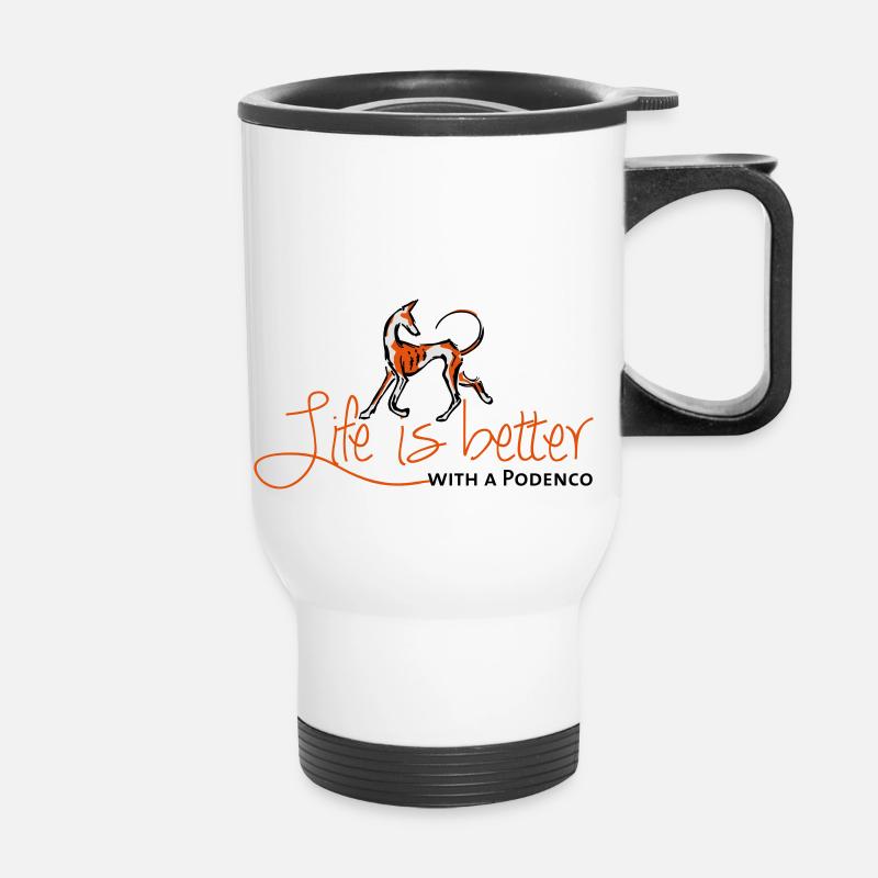 Life is better - Podenco - Thermal mug with handle - white