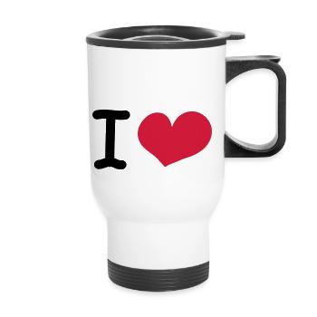 i love - Thermobecher mit Tragegriff - Weiß - Vorne