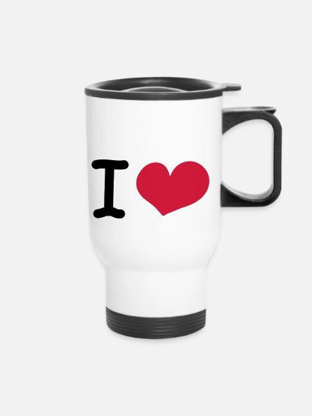i love - Thermobecher mit Tragegriff - Weiß