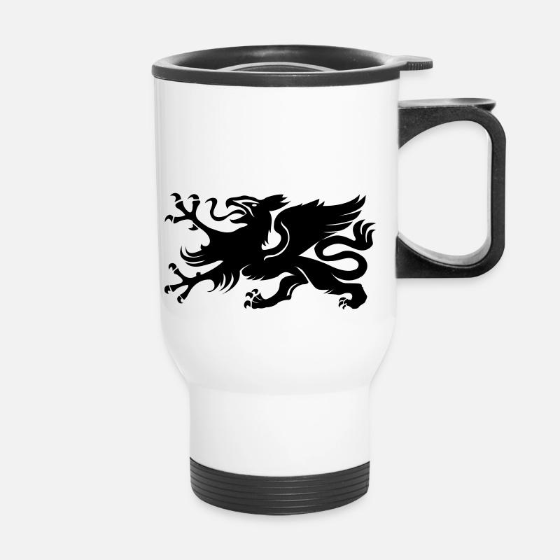 Wappen Rostock Greif - Thermobecher mit Tragegriff - Weiß
