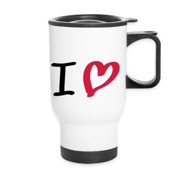 i love - Tasse isotherme avec poignée - blanc - Devant