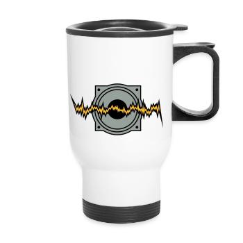 woofer bass techno beat box hip hop music sound - Thermal mug with handle - white - Front