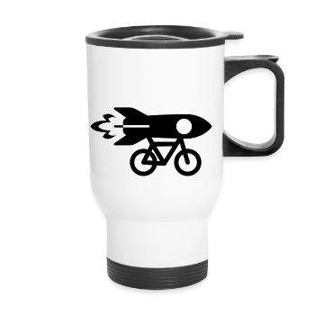 Rocket bike Bike bike bicycle cycle quickly - Thermal mug with handle - white - Front
