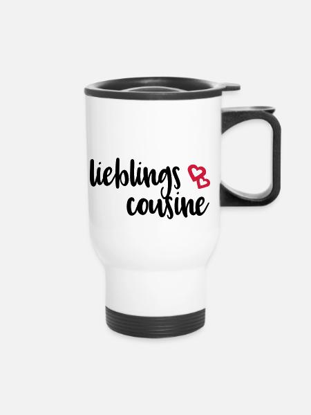 Lieblingscousine Cousine Cousinen Sprüche Geschenk - Thermobecher mit Tragegriff - Weiß