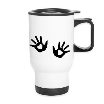 Bébé mains - cœur - Tasse isotherme avec poignée - blanc - Devant