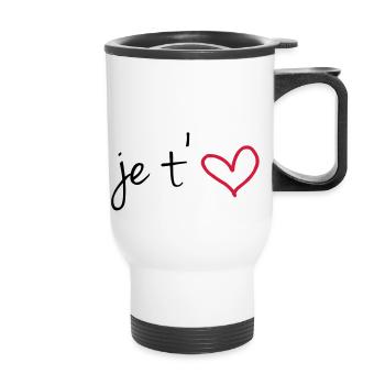 Je t'aime - Thermal mug with handle - white - Front