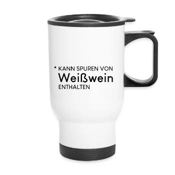 Peut contenir des traces de vin blanc - Tasse isotherme avec poignée - blanc - Devant